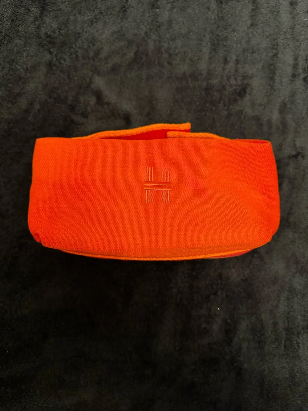 Source Unknown Orange Canvas Cosmetic Pouch with Snap Handle